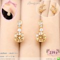 LB6587-EH ต่างหูห่วงคริสตัลสีชา