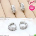 LB6543-EH ต่างหูห่วงสีเงินประดับเพชรกลม
