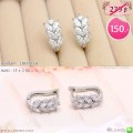 LB6591-EH ต่างหูห่วงใบมะกอกสีเงิน