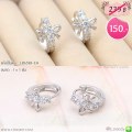 LB6588-EH ต่างหูห่วงโบว์สีเงิน