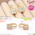 LB6569-EH ต่างหูห่วงสีทองเพชรสี่เหลี่ยม