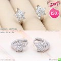 LB6571-EH ต่างหูห่วงดอกไม้สีเงิน