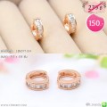 LB6577-EH ต่างหูห่วงสีพิงค์โกลด์ประดับเพชร