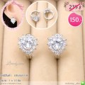 LB6565-EH ต่างหูห่วงสีเงินรูปหัวใจใส