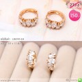 LB6595-EH ต่างหูห่วงสีพิงค์โกลด์ประดับเพชร