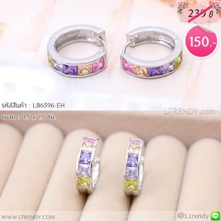 LB6596-EH ต่างหูห่วงสีเงินหลายสี