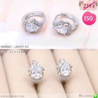 LB6597-EH ต่างหูห่วงเพชรทรงหยดน้ำ