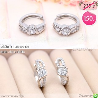 LB6602-EH ต่างหูห่วงสีเงินเพชรใหญ่