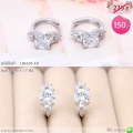LB6605-EH ต่างหูห่วงเพชรชูสีเงิน