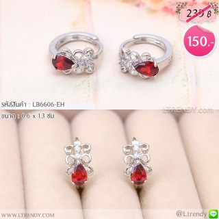 LB6606-EH ต่างหูห่วงคริสตัลสีแดง