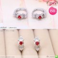 LB6611-EH ต่างหูห่วงสีเงินคริสตัลสีแดง