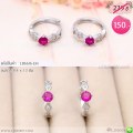 LB6616-EH ต่างหูห่วงสีเงินคริสตัลสีแดง