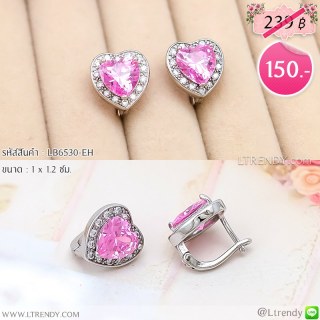 LB6530-EH ต่างหูห่วงหัวใจสีชมพู