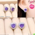 LB6618-EH ต่างหูห่วงหัวใจสีม่วง