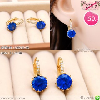 LB6623-EH ต่างหูห่วงคริสตัลสีน้ำเงิน