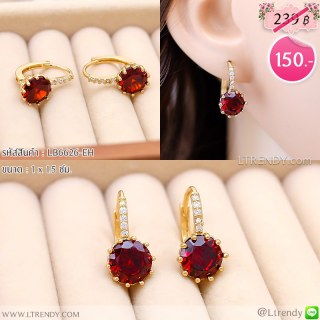 LB6626-EH ต่างหูห่วงคริตัลสีแดง