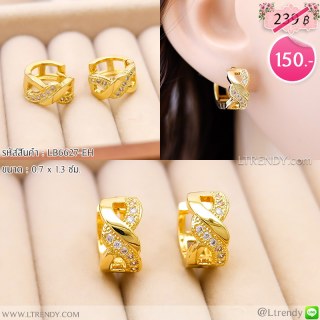 LB6627-EH ต่างหูห่วงสีทอง infinity ใหญ่