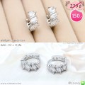 LB6537-EH ต่างหูห่วงสีเงินเพชรเรียว