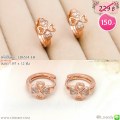 LB6534-EH ต่างหูห่วงสีพิงค์โกลด์ลายใบโคลเวอร์