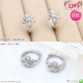 LB6548-EH ต่างหูห่วงสีเงินลายใบโคลเวอร์