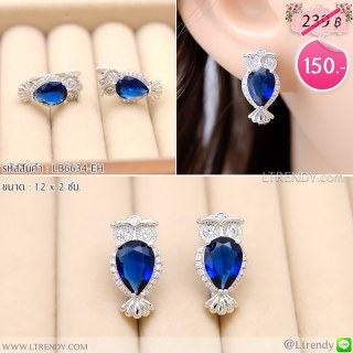 LB6634-EH ต่างหูห่วงนกฮูกสีน้ำเงิน