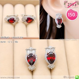 LB6635-EH ต่างหูห่วงนกฮูกสีแดง