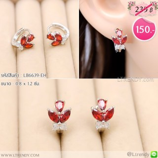 LB6639-EH ต่างหูห่วงผีเสื้อสีแดง