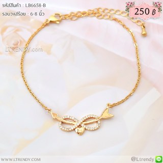 LB6658-B สร้อยข้อมือ infinity หัวใจสีทอง
