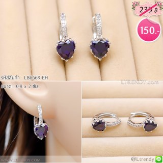 LB6669-EHต่างหูห่วงหัวใจสีม่วง