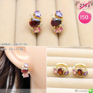LB6707-EH ต่างหูห่วงมงกุฎสี