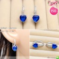 LB6711-EH ต่างหูห่วงหัวใจสีน้ำเงินใส
