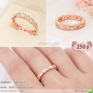 LB6768-R แหวนหัวใจรอบสีพิงค์โกลด์