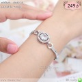 LB6825-B สร้อยข้อมือเพชรกลางเม็ดกลมสีเงิน