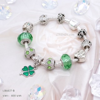 LB6837-BC กำไลชาร์มโทนเขียวเซตใบโคลเวอร์