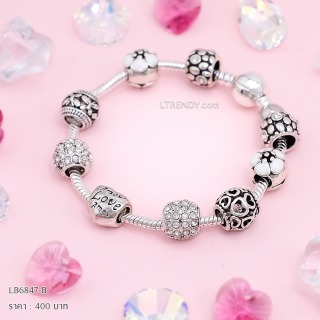 LB6847-BC กำไลชาร์มโทนขาวเซตดอกไม้