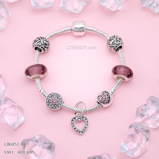 LB6852-BC กำไลชาร์มโทนม่วงเซตหัวใจ