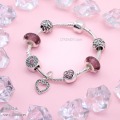 LB6852-BC กำไลชาร์มโทนม่วงเซตหัวใจ