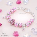 LB6855-BC กำไลชาร์มโทนชมพูเซตดอกไม้