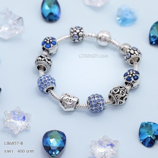 LB6857-BC กำไลชาร์มโทนน้ำเงินเซตดอกไม้