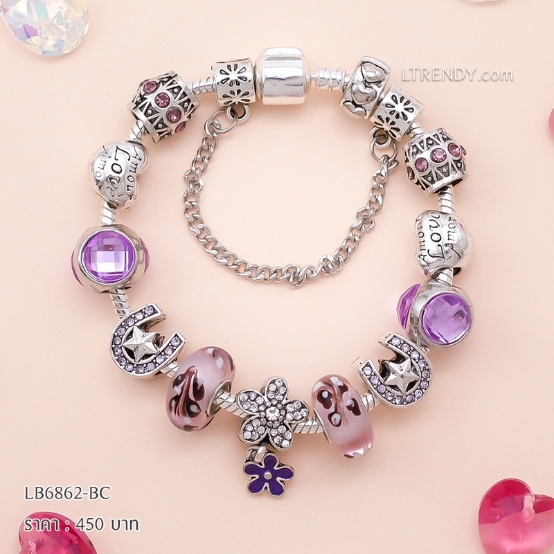 LB6862-BC กำไลชาร์มโทนม่วงเซตเกือกม้า