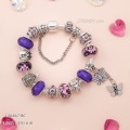 LB6867-BC กำไลชาร์มโทนม่วงเซตผีเสื้อดอกไม้