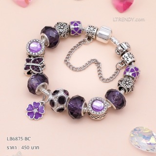 LB6875-BC กำไลชาร์มโทนม่วงเซตเสื้อดอกไม้