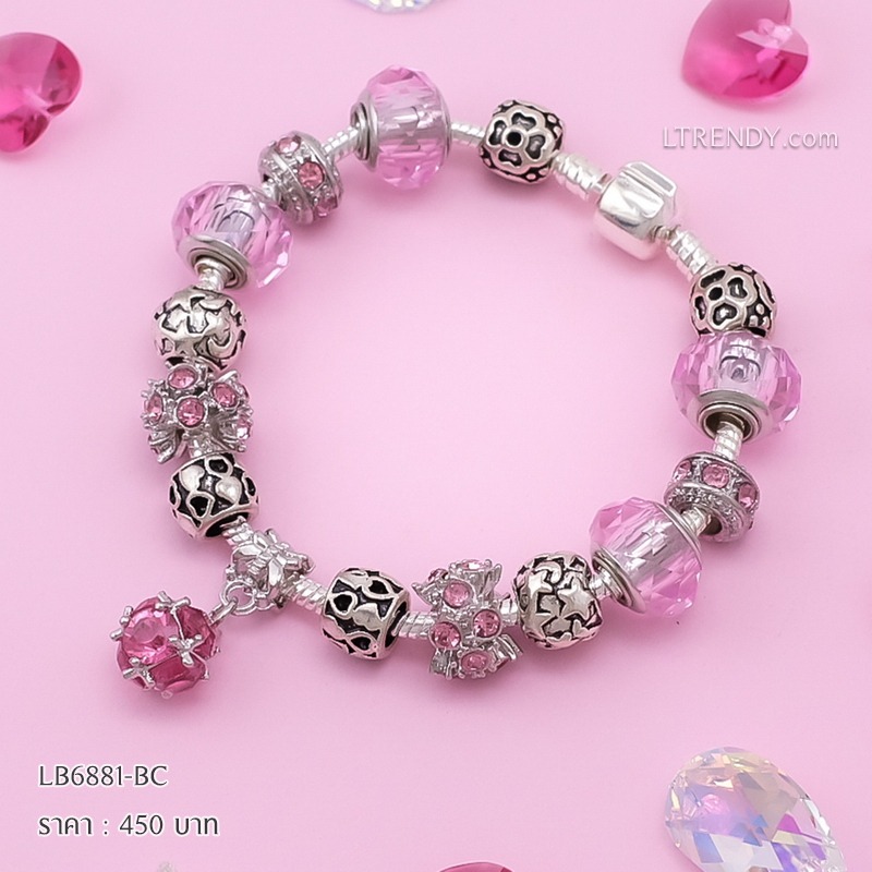 LB6881-BC กำไลชาร์มโทนชมพูเซตดาวชมพู