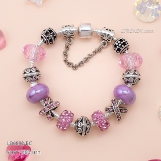 LB6882-BC กำไลชาร์มโทนม่วงเซตลวดลาย