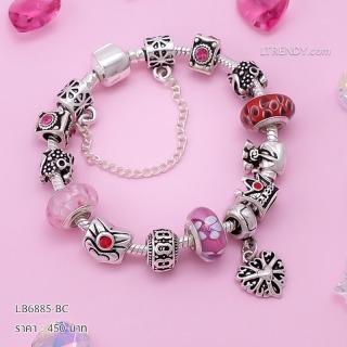 LB6885-BC กำไลชาร์มโทนชมพูแดงเซตถุงเงิน
