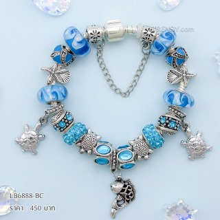 LB6888-BC กำไลชาร์มโทนฟ้าเซตปลาแห่งท้องทะเล