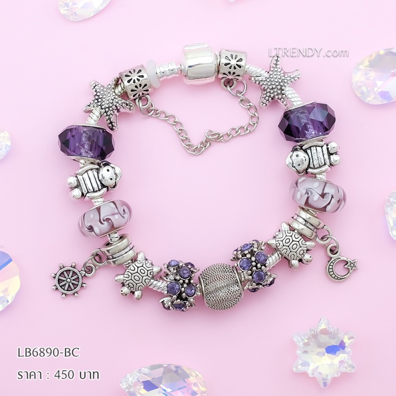 LB6890-BC กำไลชาร์มโทนม่วงเซตเด็กน้อย