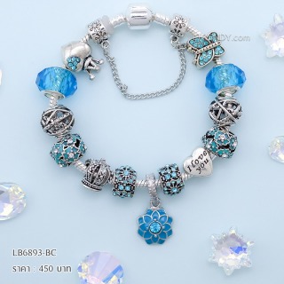 LB6893-BC กำไลชาร์มโทนฟ้าเซตดอกไม้ผีเสื้อ