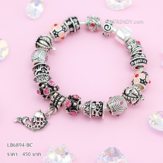 LB6894-BC กำไลชาร์มโทนพลอยชมพูเซตมงกุฎ
