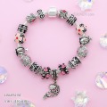 LB6894-BC กำไลชาร์มโทนพลอยชมพูเซตมงกุฎ